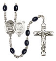 St. Michael/Nat&#39;l Guard 8x6mm Black Onyx Rosary R6006S-8076S5