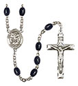 San Miguel Arcangel 8x6mm Black Onyx Rosary R6006S-8076SP