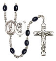 St. Christopher/Lacrosse 8x6mm Black Onyx Rosary R6006S-8144