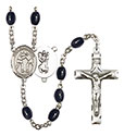 St. Christopher/Wrestling 8x6mm Black Onyx Rosary R6006S-8159