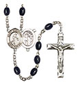 St. Sebastian/Basketball 8x6mm Black Onyx Rosary R6006S-8163