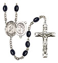 St. Sebastian/Soccer 8x6mm Black Onyx Rosary R6006S-8164