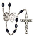 St. Sebastian/Swimming 8x6mm Black Onyx Rosary R6006S-8167