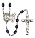 St. Sebastian/Skiing 8x6mm Black Onyx Rosary R6006S-8169