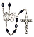 St. Sebastian/Cheerleading 8x6mm Black Onyx Rosary R6006S-8170