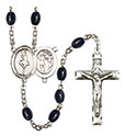St. Sebastian/Dance 8x6mm Black Onyx Rosary R6006S-8173