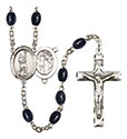 St. Sebastian/Lacrosse 8x6mm Black Onyx Rosary R6006S-8174