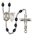 St. Sebastian/Softball 8x6mm Black Onyx Rosary R6006S-8183