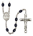 St. Isidore the Farmer 8x6mm Black Onyx Rosary R6006S-8276