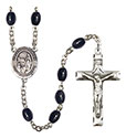 Virgen del Lourdes 8x6mm Black Onyx Rosary R6006S-8288SP