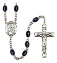 St. Viator of Bergamo 8x6mm Black Onyx Rosary R6006S-8408