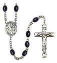 Guardian Angel w/Children 8x6mm Black Onyx Rosary R6006S-8439