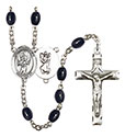 St. Christopher/Baseball 8x6mm Black Onyx Rosary R6006S-8500