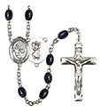 St. Christopher/Basketball 8x6mm Black Onyx Rosary R6006S-8502
