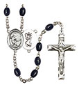 St. Christopher/Soccer 8x6mm Black Onyx Rosary R6006S-8503