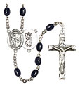 St. Christopher/Golf 8x6mm Black Onyx Rosary R6006S-8506