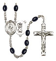 St. Christopher/Wrestling 8x6mm Black Onyx Rosary R6006S-8508
