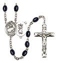 St. Christopher/Gymnastics 8x6mm Black Onyx Rosary R6006S-8513