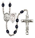 St. Sebastian/Soccer 8x6mm Black Onyx Rosary R6006S-8603