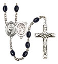 St. Sebastian/Softball 8x6mm Black Onyx Rosary R6006S-8607