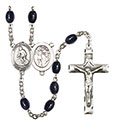 St. Sebastian/Wrestling 8x6mm Black Onyx Rosary R6006S-8608