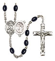 St. Sebastian/Swimming 8x6mm Black Onyx Rosary R6006S-8611