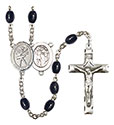 St. Sebastian/Dance 8x6mm Black Onyx Rosary R6006S-8612