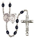 St. Sebastian/Soccer-Women 8x6mm Black Onyx Rosary R6006S-8617