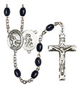 Guardian Angel/Football 8x6mm Black Onyx Rosary R6006S-8701