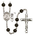 St. Christopher/Soccer 7mm Black Onyx Rosary R6007S-8154