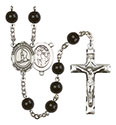 St. Sebastian/Skiing 7mm Black Onyx Rosary R6007S-8169