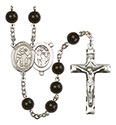 St. Sebastian/Wrestling 7mm Black Onyx Rosary R6007S-8171