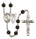 St. Sebastian/Rugby 7mm Black Onyx Rosary R6007S-8187