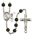 St. Christopher/Rugby 7mm Black Onyx Rosary R6007S-8194