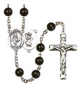 St. Christopher/Tennis 7mm Black Onyx Rosary R6007S-8505