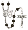 St. Sebastian/Soccer 7mm Black Onyx Rosary R6007S-8603