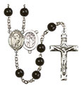 St. Sebastian/Lacrosse 7mm Black Onyx Rosary R6007S-8616