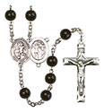 St. Sebastian/Soccer-Women 7mm Black Onyx Rosary R6007S-8617