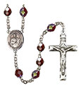 San Judas 7mm Garnet Aurora Borealis Rosary R6008GTS-8060SP