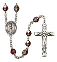 Virgen del Fatima 7mm Garnet Aurora Borealis Rosary R6008GTS-8205SP