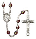 St. Maria Goretti 7mm Garnet Aurora Borealis Rosary R6008GTS-8208