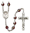 St. Dominic Savio 7mm Garnet Aurora Borealis Rosary R6008GTS-8227