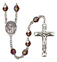 Virgen del Lourdes 7mm Garnet Aurora Borealis Rosary R6008GTS-8288SP