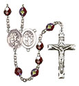St. Sebastian/Soccer-Women 7mm Garnet Aurora Borealis Rosary R6008GTS-8617
