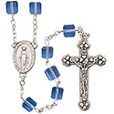 Rosary with Sapphire Square Tin Cut Crystal Beads SR3969